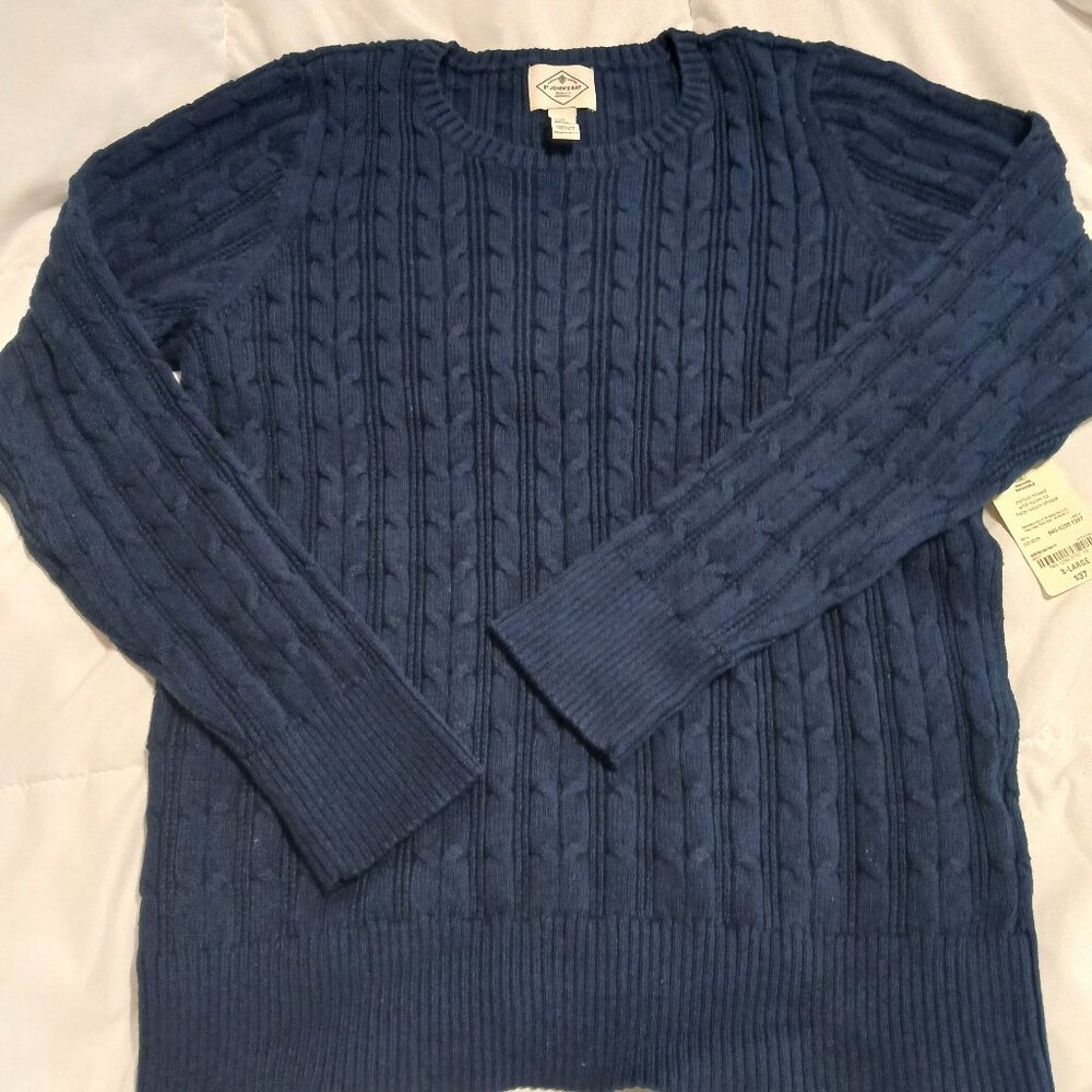 St Johns Bay Cable Knit Sweater - Navy Blue